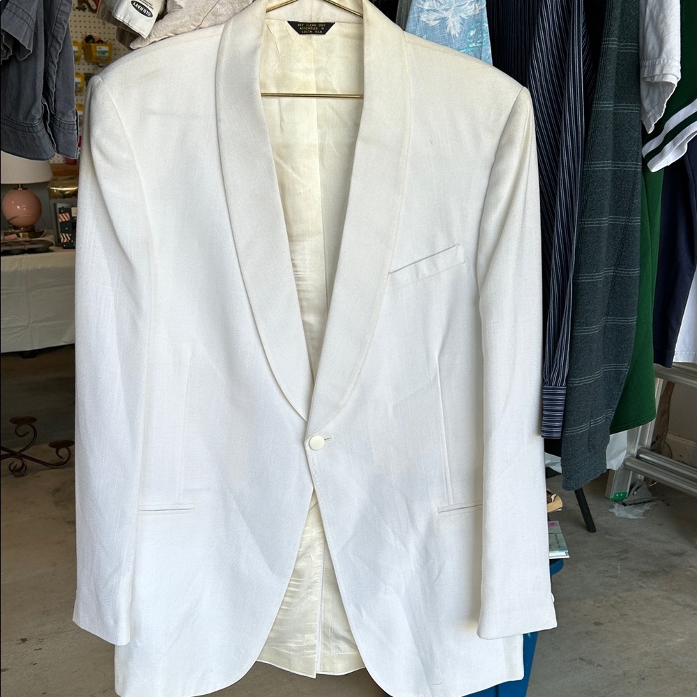 Elegant White Men's Tuxedo Blazer